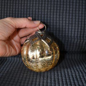 Vintage Ornament Decoration Glass & Metal Yellow Gray Ball Weight aprox. 1 lb.